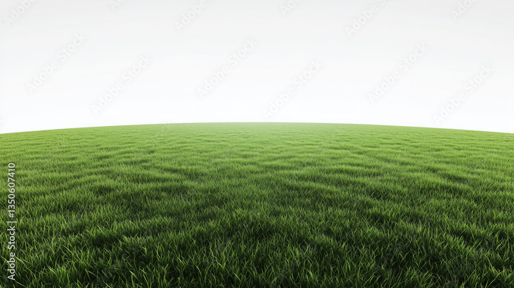 Fototapeta premium Expansive Landscape Featuring a Vibrant Green Grass Field, Surrounded by Wide Open Space, Perfect for Text Addition copy space
