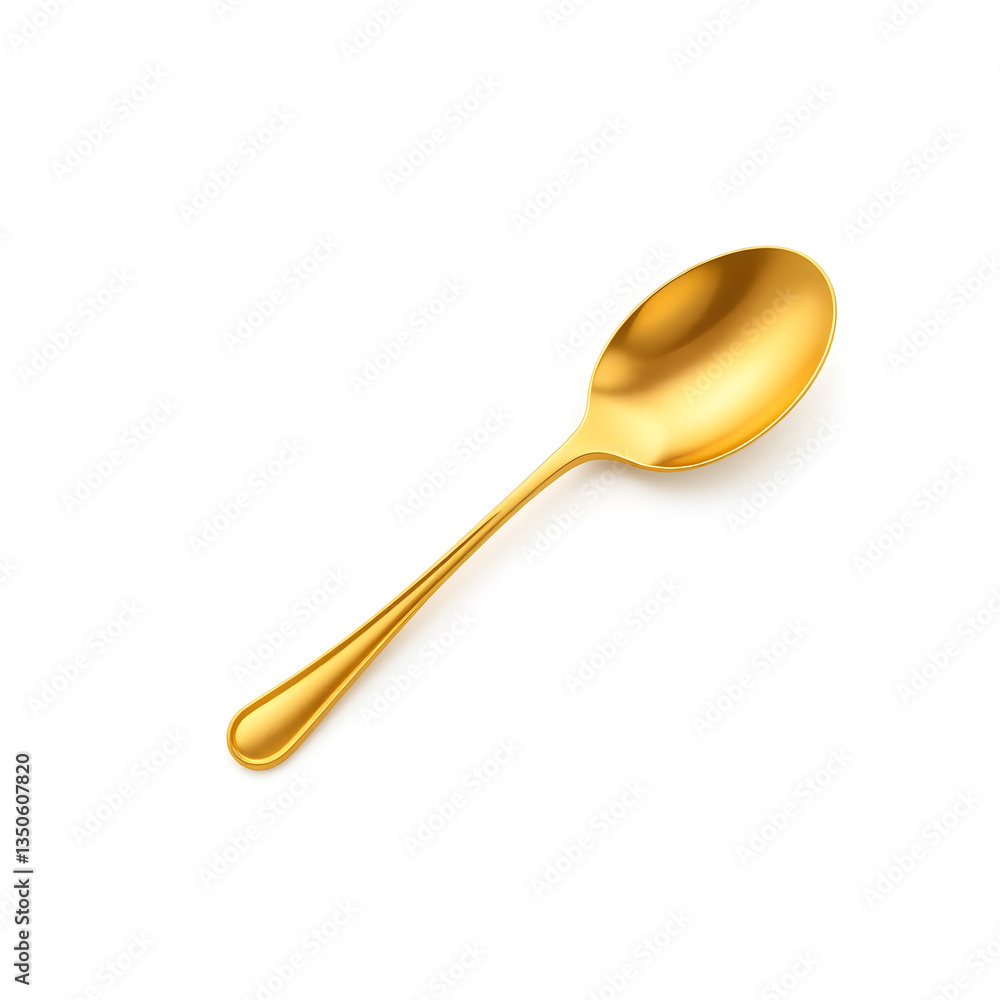 Spoon gold metal icon on white background. Generative AI Spoon gold metal icon on white background. Generative AI