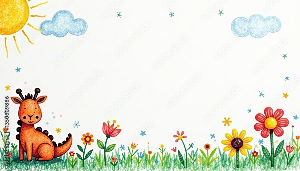 custom made wallpaper toronto digitalChildish doodle drawings on a blank canvas, great for children's book illustrations or nursery decor, cute, canvas, abstract