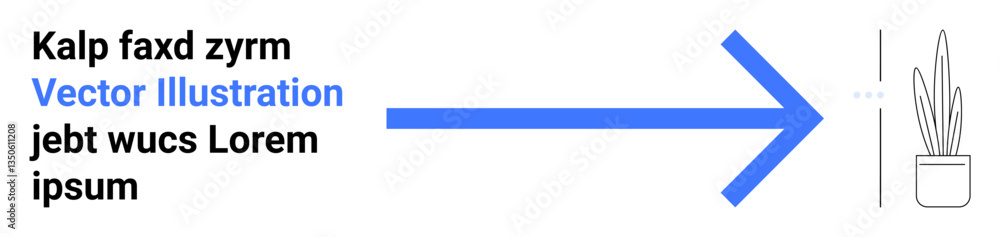 Blue arrow moving toward a simple line-art potted plant. Ideal for navigation, direction, growth, focus, clarity, minimalism simple landing page. Line metaphor. Simple line icons Blue arrow moving toward a simple line-art potted plant. Ideal for navigation, direction, growth, focus, clarity, minimalism simple landing page. Line metaphor. Simple line icons