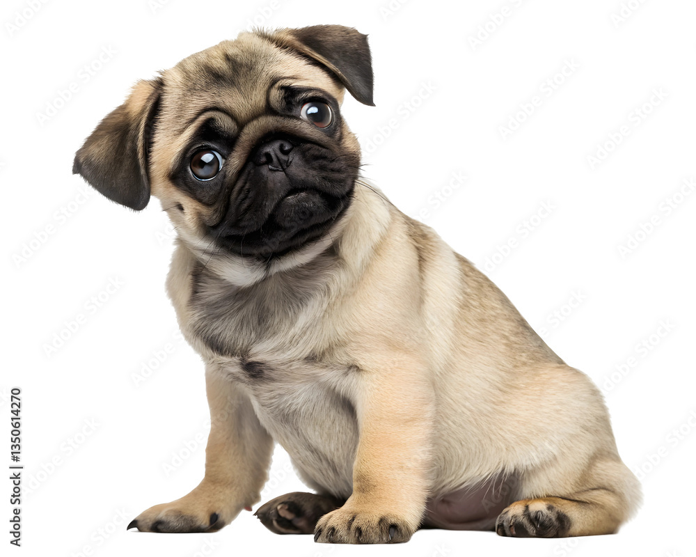 Pug Puppy Sitting Isolated on Transparent Background Pug Puppy Sitting Isolated on Transparent Background