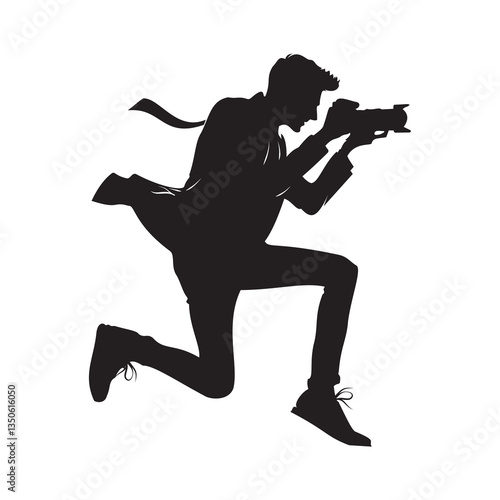 Dynamic Photographer Running to Capture the Moment