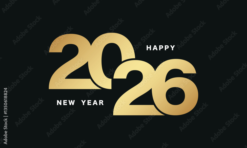 Fototapeta premium 2026 New Year Elegant card with golden numbers.