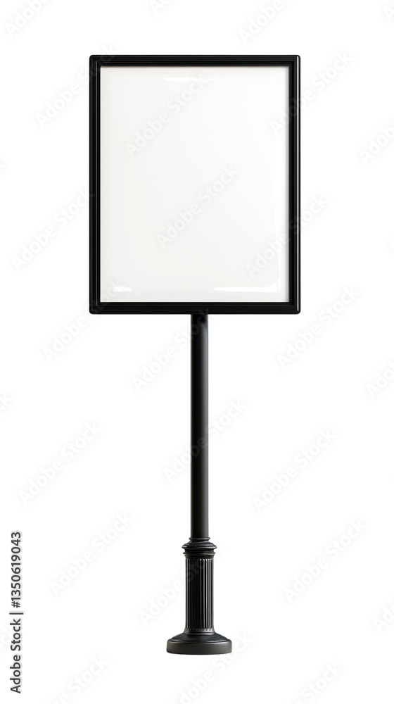 Blank Outdoor Sign on a Metal Pole for Advertising or Information Blank Outdoor Sign on a Metal Pole for Advertising or Information
