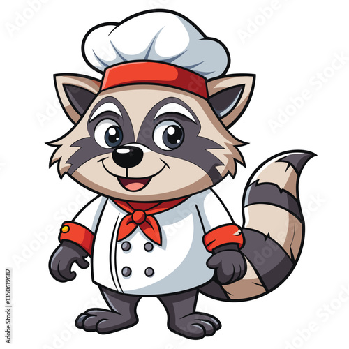 Cute raccoon chef wearing a chef's hat and uniform