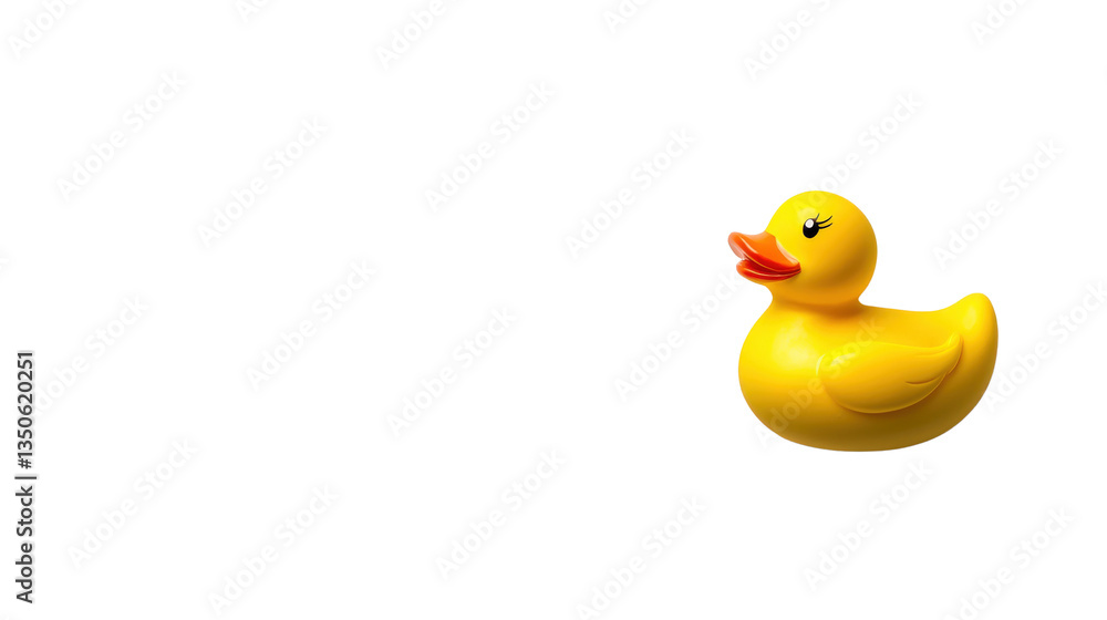 Fototapeta premium Bright Yellow Rubber Duck Floating on the Water Surface