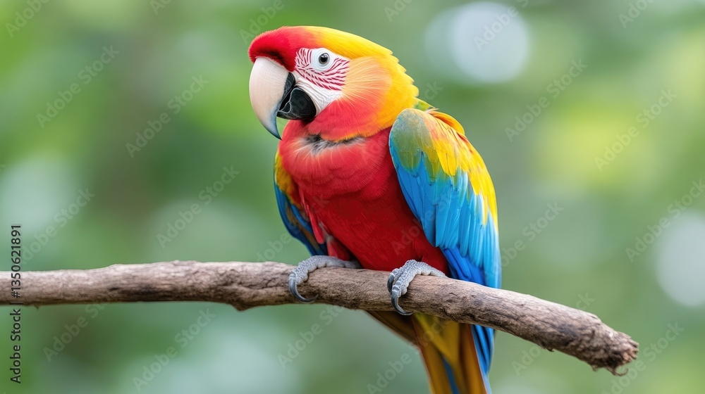 Vibrant parrot perched on branch