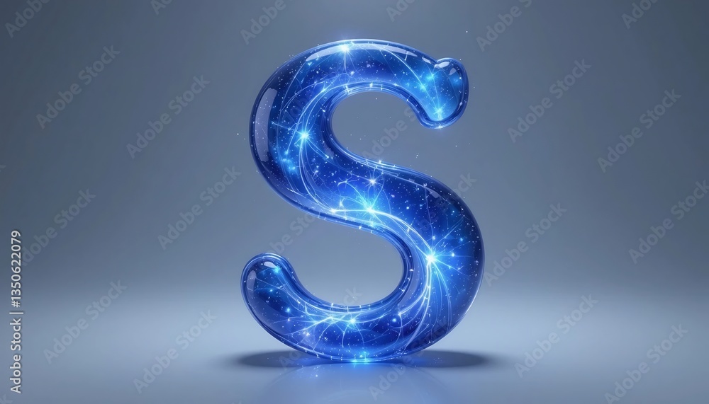 Letter S Shining Blue Light Effect for Technology and Design Projects Letter S Shining Blue Light Effect for Technology and Design Projects