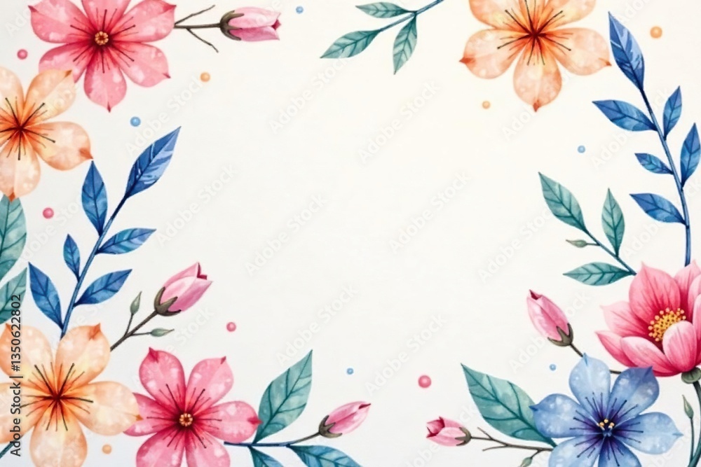 Obraz premium Delicate watercolor floral wallpaper pattern, soft pastel hues, watercolor, surface pattern