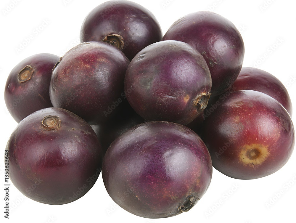 Obraz premium A pile of ripe purple fruit on a white background