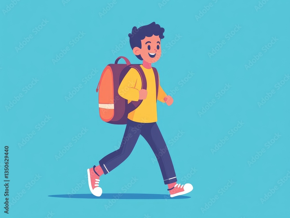 Obraz premium Happy child running to school
