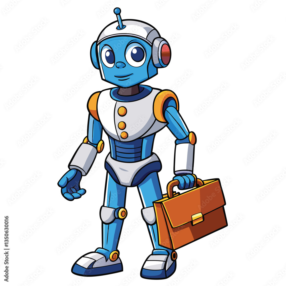 Cute robot carrying a briefcase Cute robot carrying a briefcase