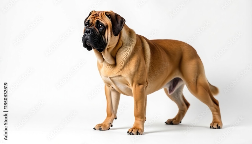 Obraz premium Majestic mastiff, powerful stance, white background, full body, large, breed