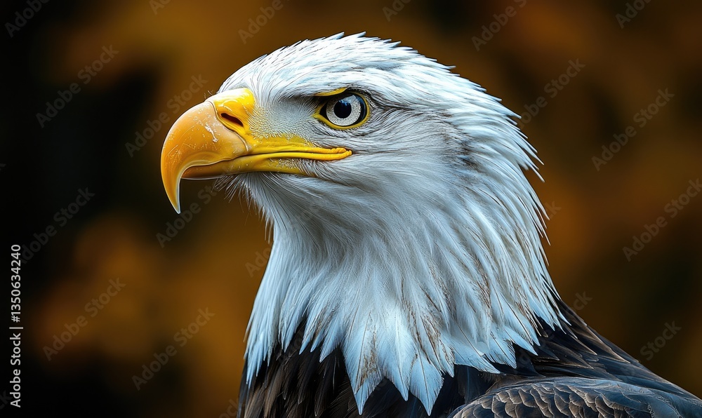 Obraz premium A close-up of a majestic eagle showcasing its sharp features and intense gaze.