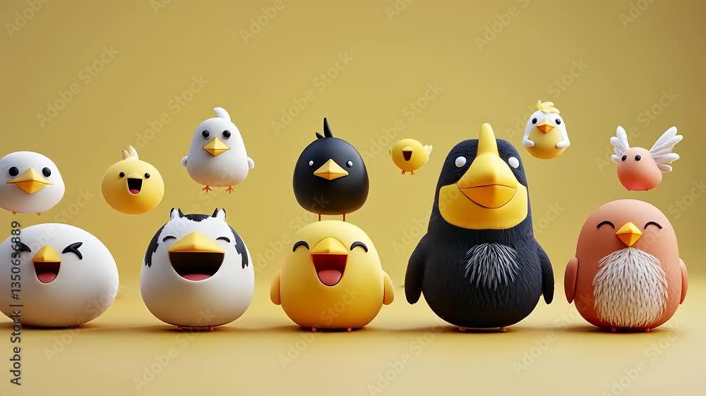 Adorable Cartoon Birds: A Delightful Gathering of Happy Avian Friends Adorable Cartoon Birds: A Delightful Gathering of Happy Avian Friends
