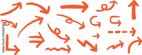 手書きの赤い矢印ベクターセット