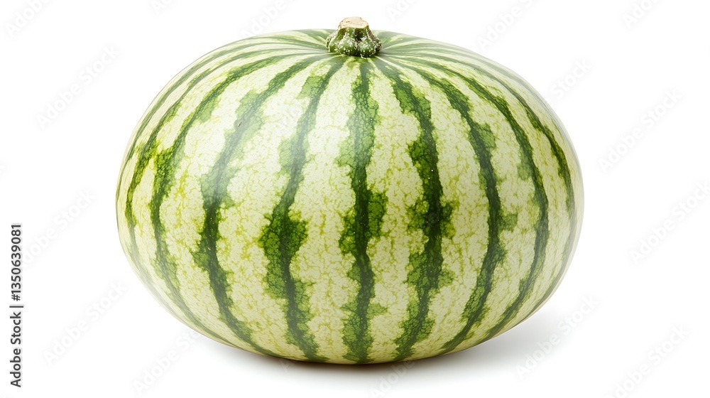 A whole round watermelon isolated on a clean white background A whole round watermelon isolated on a clean white background