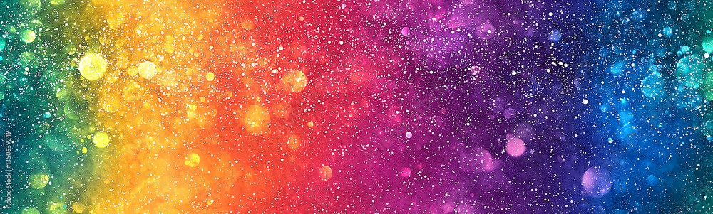 Vibrant Rainbow Bokeh Background with Sparkling Glitter and Lights Vibrant Rainbow Bokeh Background with Sparkling Glitter and Lights