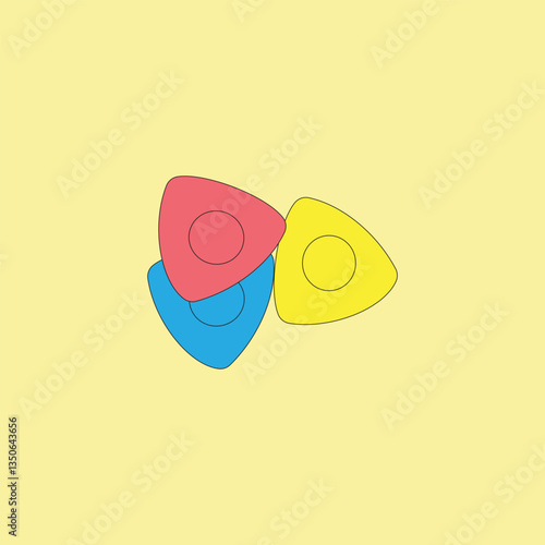 Colorful sewing chalk vector illustration. Guide markings equipment on fabric