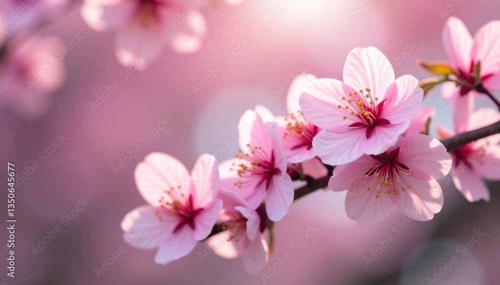 Obraz premium Delicate pink sakura blossoms, full bloom, soft petals , spring, flower pattern
