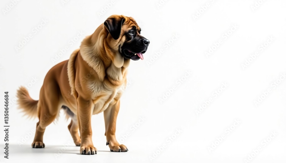 Obraz premium Majestic mastiff, powerful stance, white background, canine portrait, isolated dog