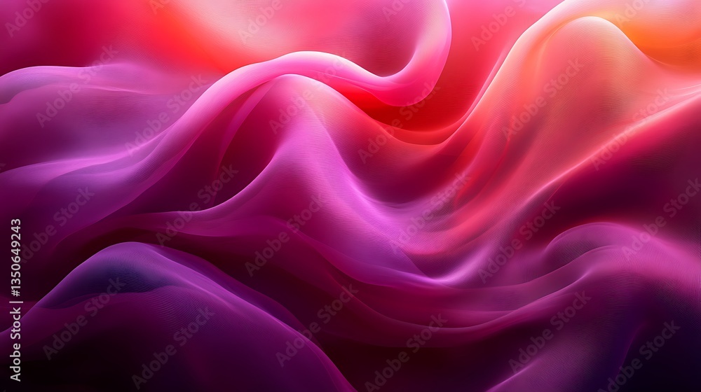 Fototapeta premium Flowing silk-like waves of deep magenta and coral creating a vibrant and dynamic abstract background 