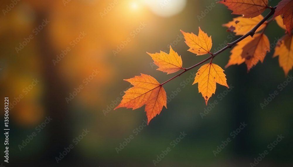 A single isolated branch with few brown leaves, trees, autumn A single isolated branch with few brown leaves, trees, autumn