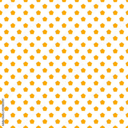 Golden Yellow Pentagon Seamless Transparent Vector Pattern