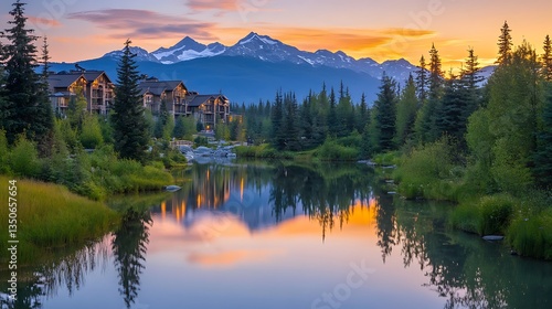 Wallpaper Mural Tranquil Lake Sunset Mountain Resort Torontodigital.ca