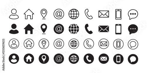 Contact icon set. business card contact information icons. contact us icon set. vector illustration eps 10.