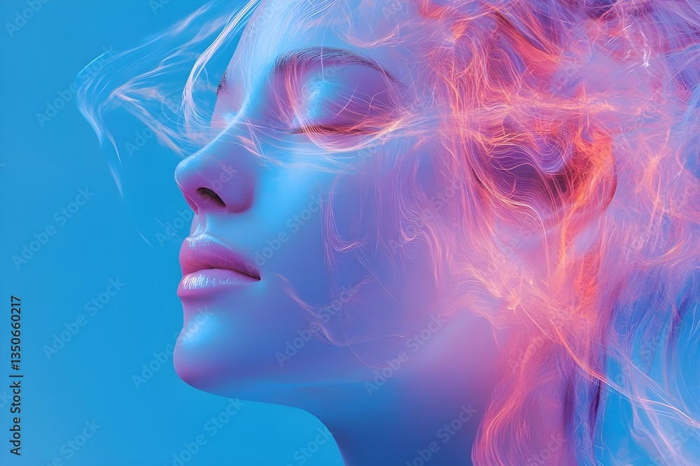 Silent Struggle: A Woman’s Head Within a Firing Brain, Symbolizing Depression and Mental Health Silent Struggle: A Woman’s Head Within a Firing Brain, Symbolizing Depression and Mental Health