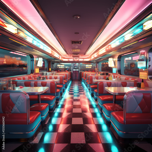 Retro diner with neon lights