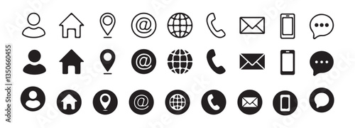 Contact icon set. business card contact information icons. contact us icon set. vector illustration eps 10.