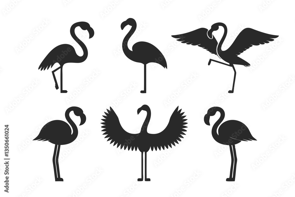 Obraz premium set of Flamingo silhouette vector illustration