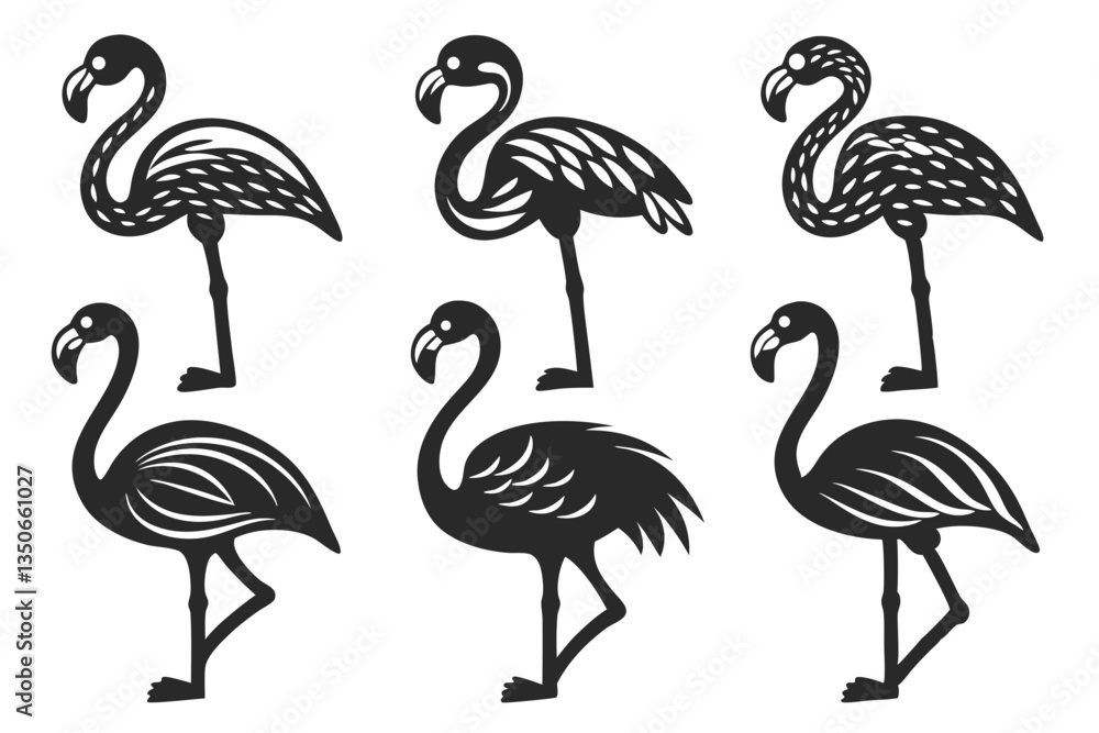 Obraz premium set of Flamingo silhouette vector illustration