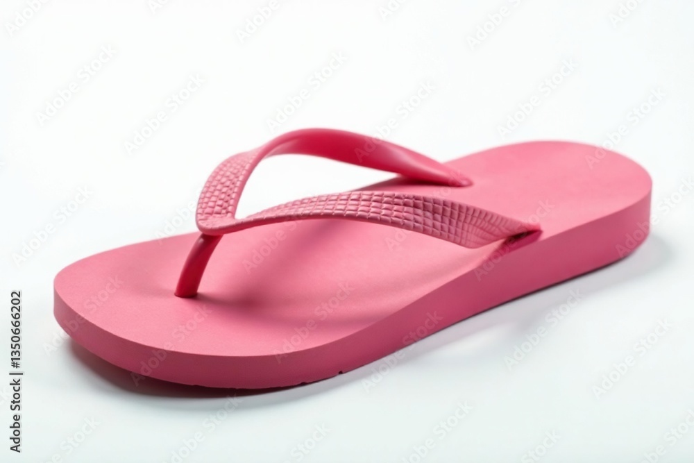 Close-up of a single flip-flop isolated on white background, bright, detail, clean Close-up of a single flip-flop isolated on white background, bright, detail, clean
