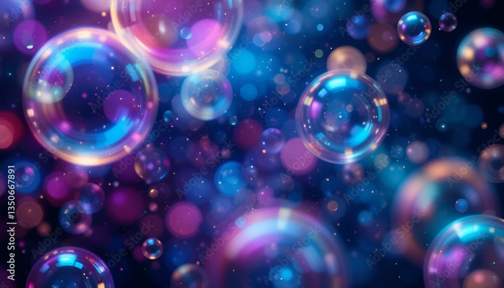 Vibrant neon bubbles floating against a dark background Vibrant neon bubbles floating against a dark background