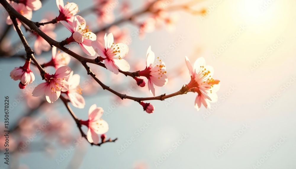 Delicate branches stretch towards sunlight isolated on white background, nature, branches Delicate branches stretch towards sunlight isolated on white background, nature, branches