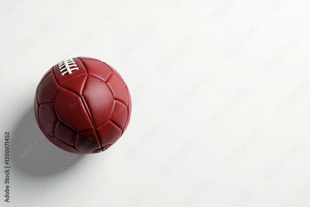Overhead view of an American football on pristine white, spiral, equipment Overhead view of an American football on pristine white, spiral, equipment