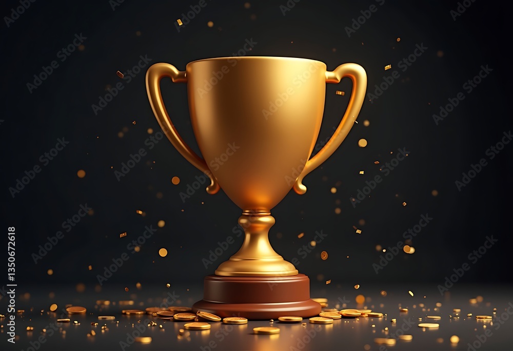 Generative AI Celebrating Achievement with Golden Trophy and Confetti Sparkles Generative AI Celebrating Achievement with Golden Trophy and Confetti Sparkles