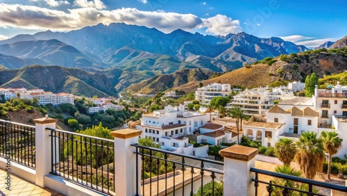Nerja Balcon de Europa Mountain View, Andalusian Coastline Panorama, Spain Scenic Vista, Breathtaking Landscape Photography