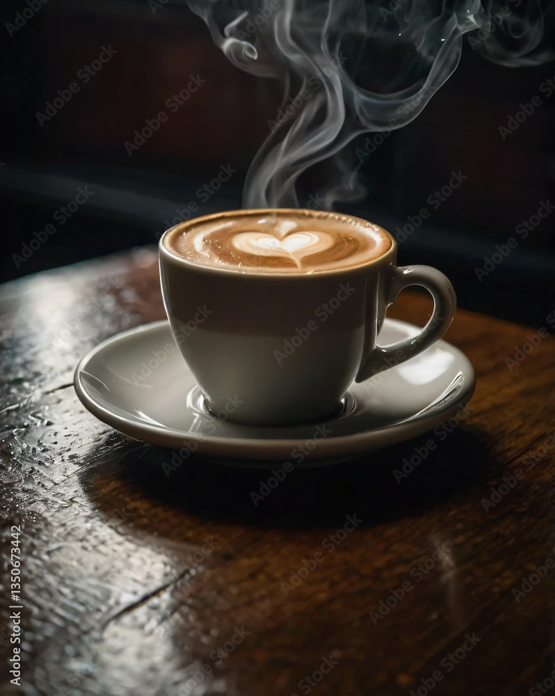 A cozy atmosphere surrounds a steaming cup of coffee. A cozy atmosphere surrounds a steaming cup of coffee.