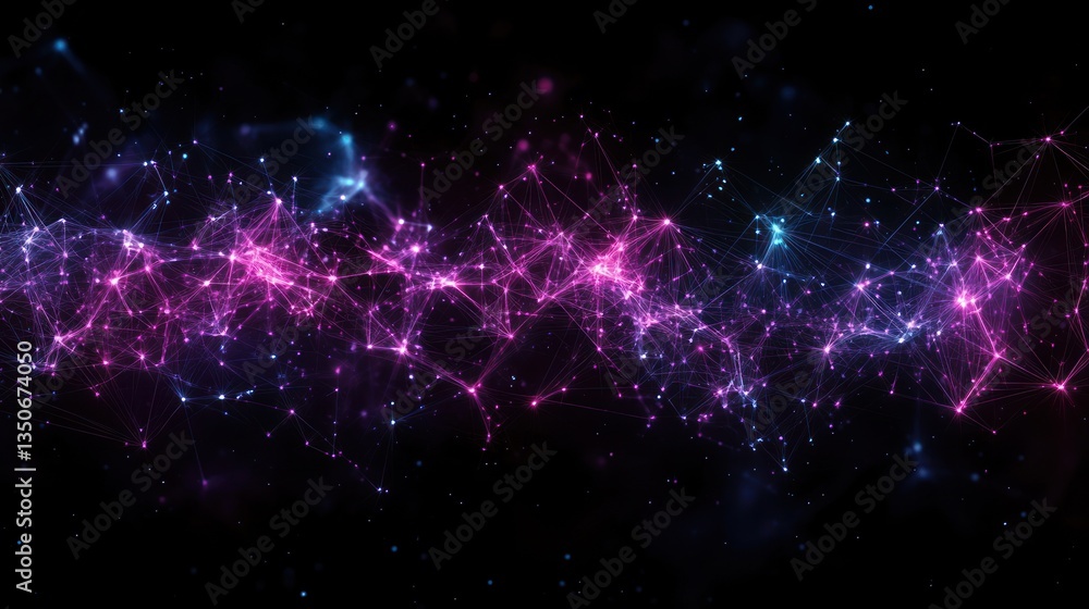 Fototapeta premium Abstract network data flow, night sky backdrop, digital technology