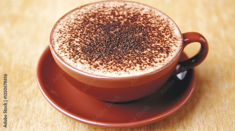 Delicious Hot Chocolate in Red Cup on Saucer Delicious Hot Chocolate in Red Cup on Saucer