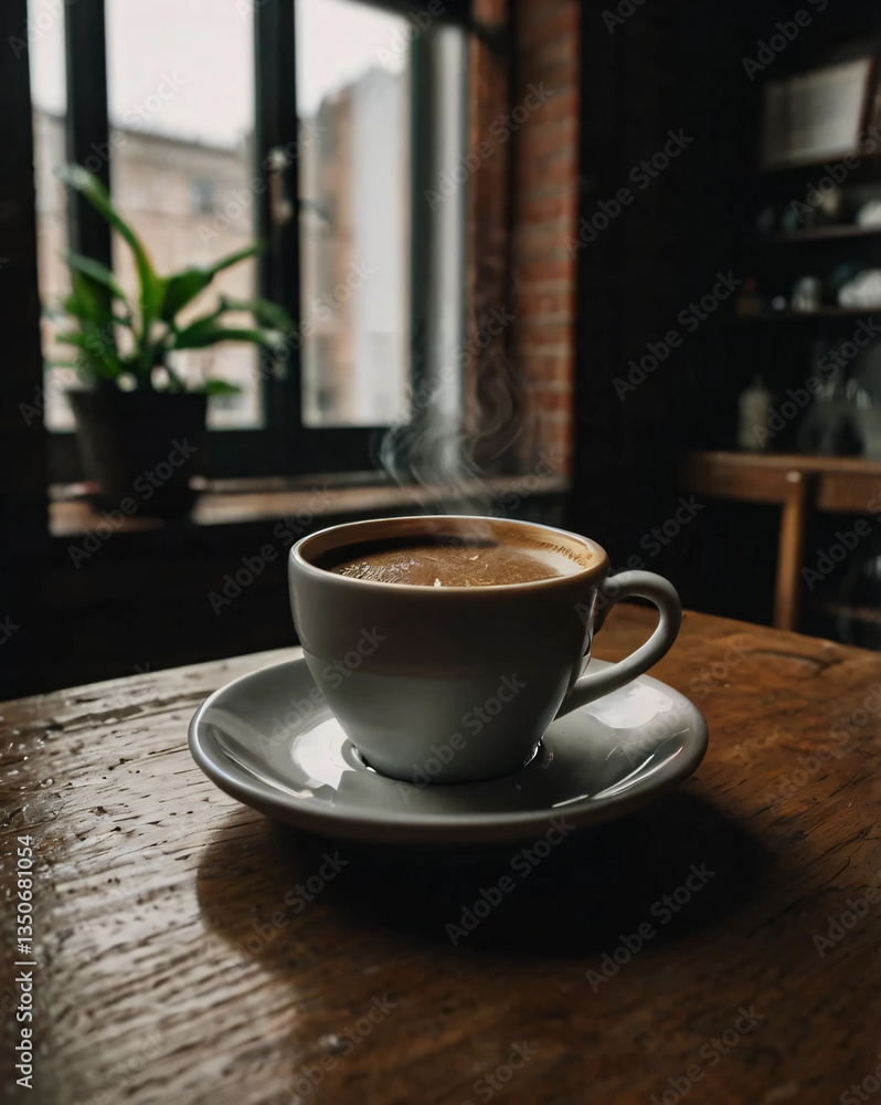 A cup of coffee enhances the cozy ambiance. A cup of coffee enhances the cozy ambiance.