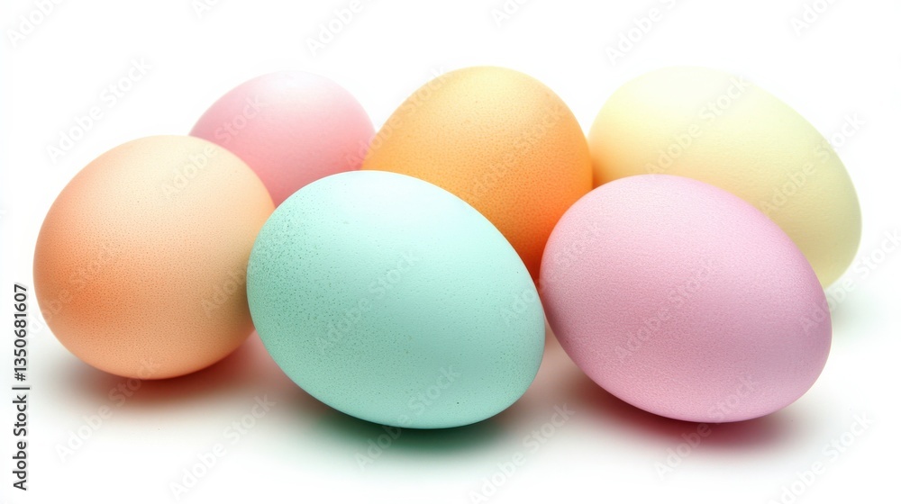 Vibrant Easter Eggs in Circular Pattern on White Background Vibrant Easter Eggs in Circular Pattern on White Background