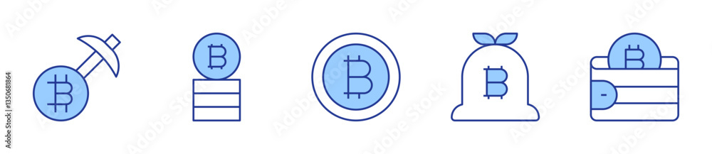 money bag, digital wallet, bitcoin. Bitcoin Icon vector illustration. Line Duotone style. Editable stroke money bag, digital wallet, bitcoin. Bitcoin Icon vector illustration. Line Duotone style. Editable stroke