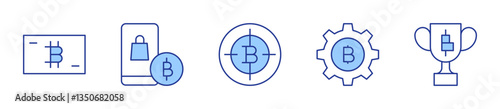 reward, buy, target, bitcoin. Bitcoin Icon vector illustration. Line Duotone style. Editable stroke