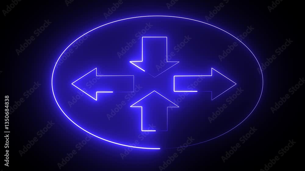 neon line arrow animation on black background. 4k motion graphic animation. neon line arrow animation on black background. 4k motion graphic animation.