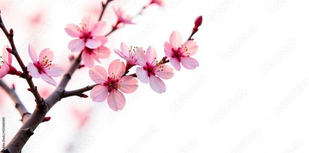 Branches of a tree with flowers isolated on white background, stem, flower, blossom Branches of a tree with flowers isolated on white background, stem, flower, blossom